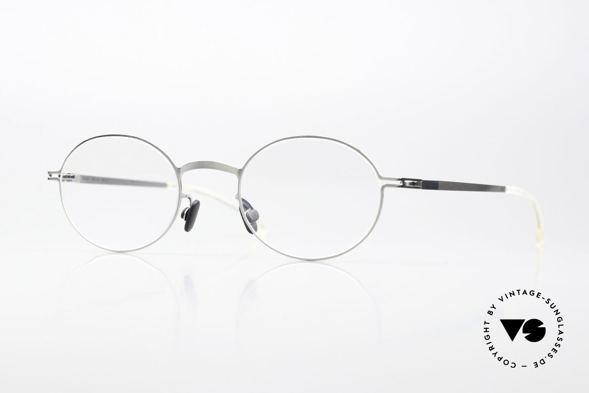 Mykita Aki Ovale Brille Shiny Silver, ovale Mykita Brille, mod. AKI, Größe 46-21, col. 051, Passend für Herren und Damen