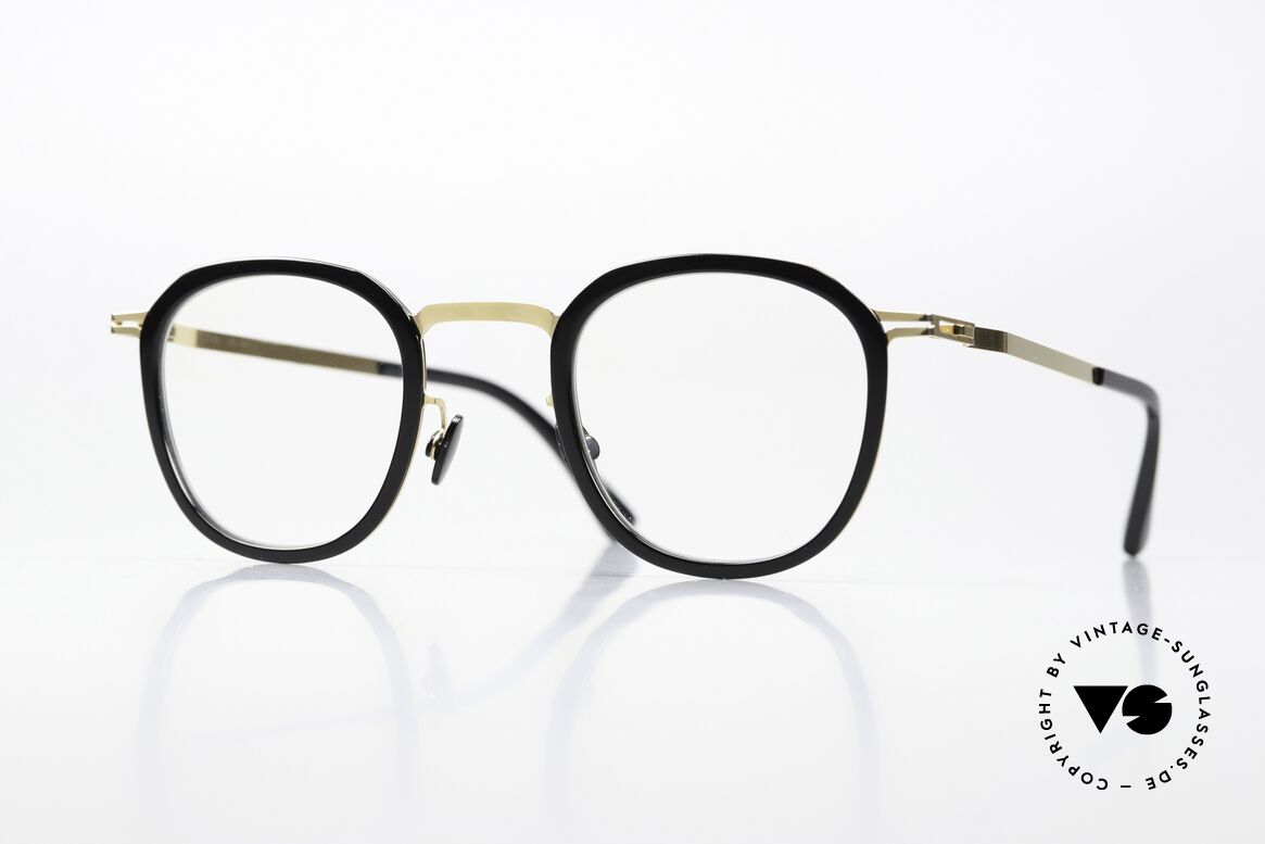 Mykita Birk Eckig Panto Schwarz Gold, Mykita Brille, Modell BIRK, Größe 44-24, color 945, Passend für Herren und Damen