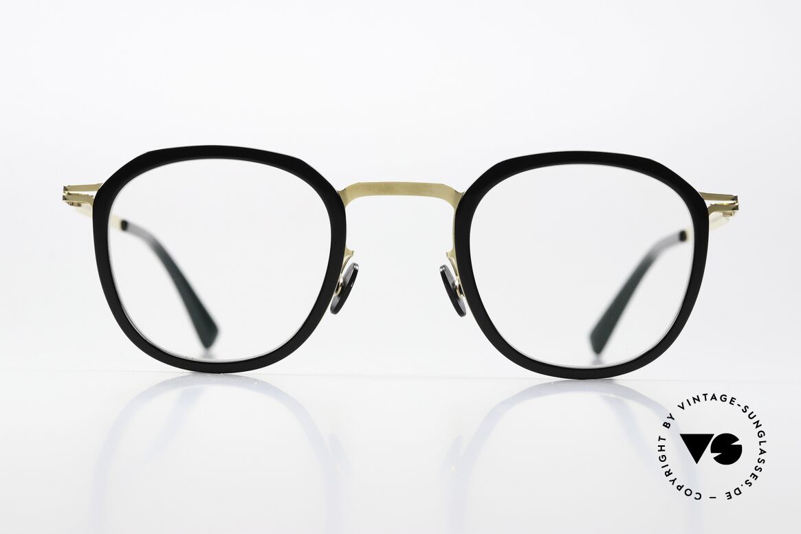 Mykita Birk Eckig Panto Schwarz Gold, Brille der LITE-Kollektion mit Azetat-Einfassungen, Passend für Herren und Damen