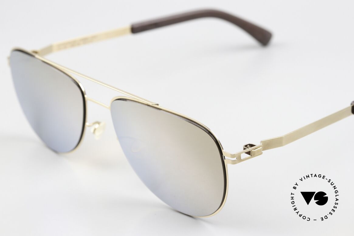 Mykita Mylon Leaf Gold Verspiegelte Gläser, made in Germany Designersonnenbrille für Kenner, Passend für Herren und Damen