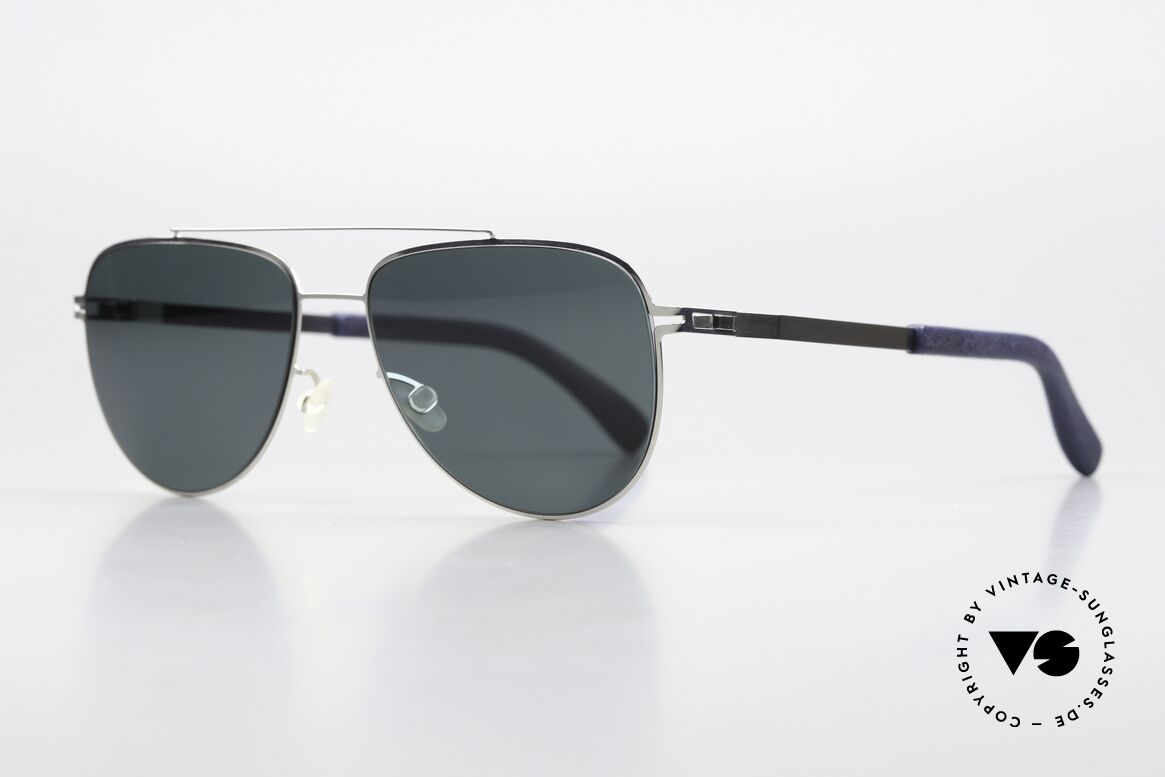 Mykita Mylon Leaf Sonnenglas Polarisierend, Color Code 309 ist = 'Navy Blue / Shiny Silver', Passend für Herren und Damen