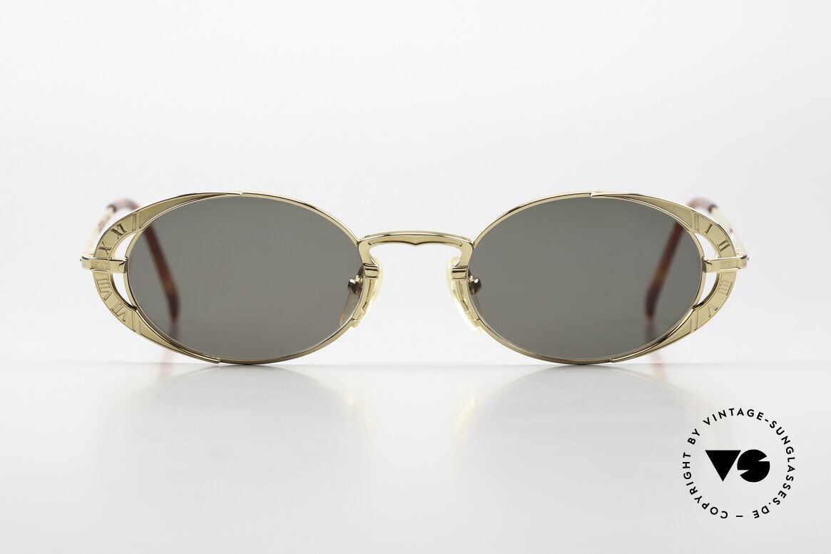 Jean Paul Gaultier 58-4172 Designerbrille 1996 Oval, Designerstück mit römischen Ziffernblatt als Deko, Passend für Herren und Damen