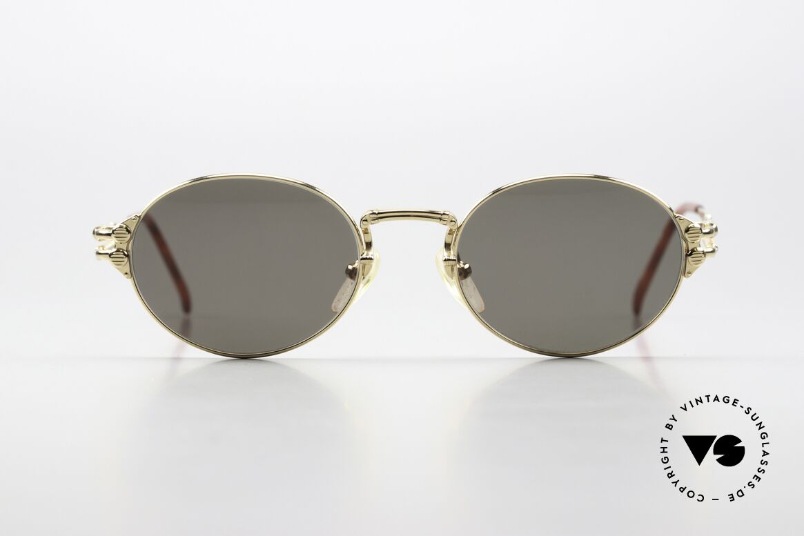 Jean Paul Gaultier 55-4173 Ovale Vintage Sonnenbrille, genialer Bügel-Klappmechanismus mit Sprungfedern, Passend für Herren und Damen