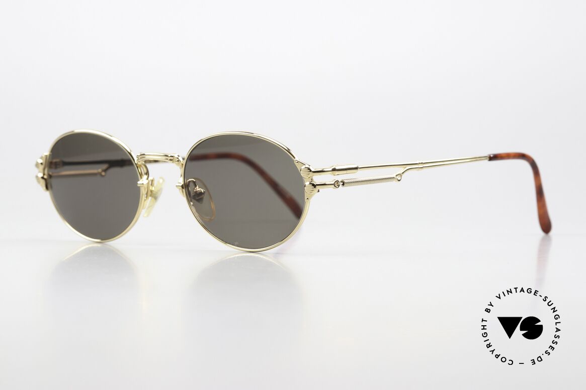 Jean Paul Gaultier 55-4173 Ovale Vintage Sonnenbrille, 22KT vergoldeter Rahmen; Sonnenglas mit 100% UV, Passend für Herren und Damen