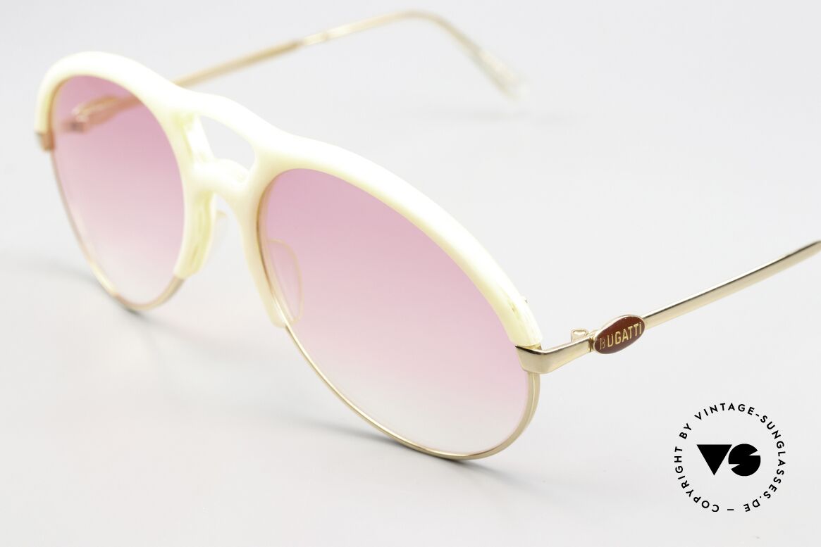 Bugatti 64936 Elfenbein Optik 70er Brille, Sonnengläser in pink-Verlauf (edles Modeaccessoire), Passend für Herren