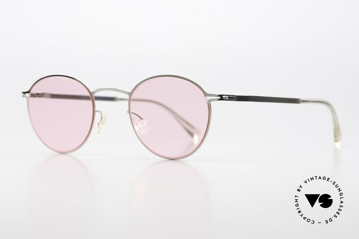 Mykita Tona Sonnenbrille Panto Klein, color code 051: Shiny Silver / Jellypink Solid Lenses, Passend für Herren und Damen