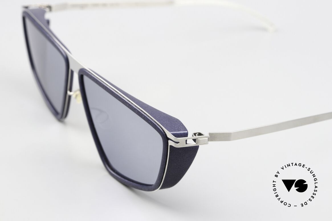 Mykita Mylon Tribe Silber Verspiegelt Navy Blue, futuristische Designersonnenbrille aus Berlin, Passend für Herren und Damen