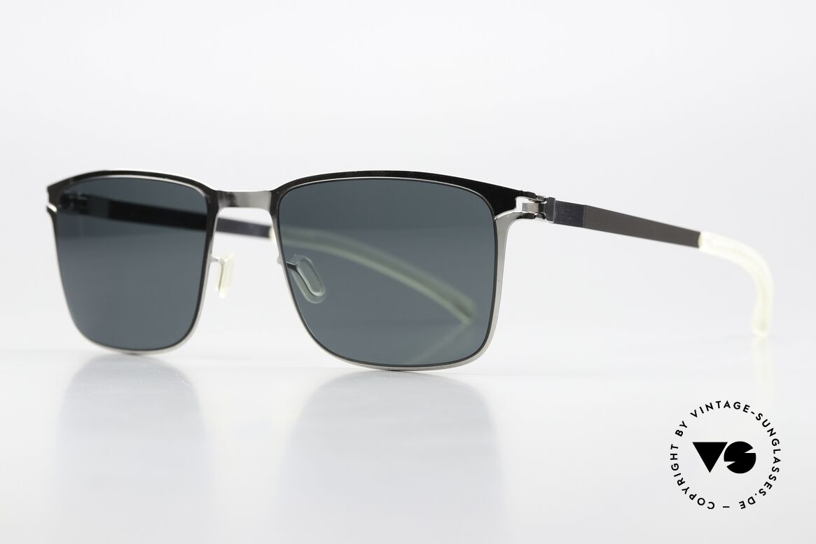 Mykita Yanir Polarisierende Brille Eckig, 051 "Shiny Silver" mit polarisierenden Sonnengläsern, Passend für Herren