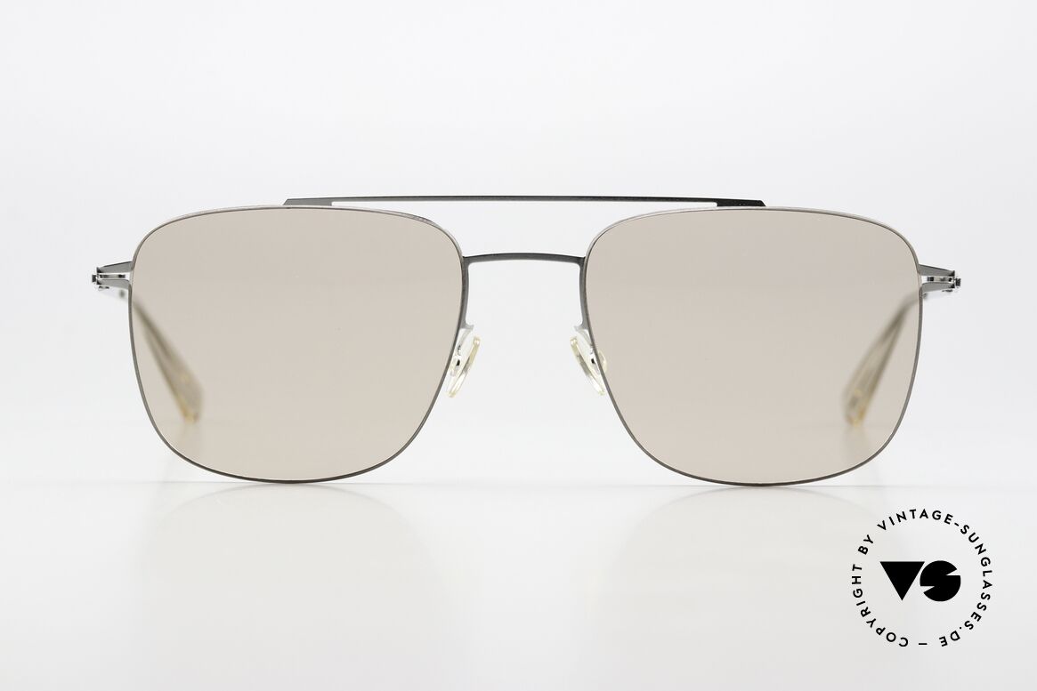 Mykita Yuuto Shiny Silver Soft Brown Solid, eckige Sonnenbrille der LESSRIM-Kollektion v. 2017, Passend für Herren