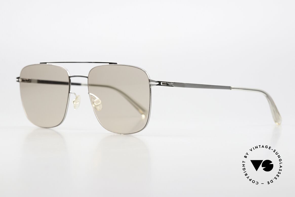 Mykita Yuuto Shiny Silver Soft Brown Solid, Farbcode 051: Shiny Silver / Soft Brown Solid lenses, Passend für Herren
