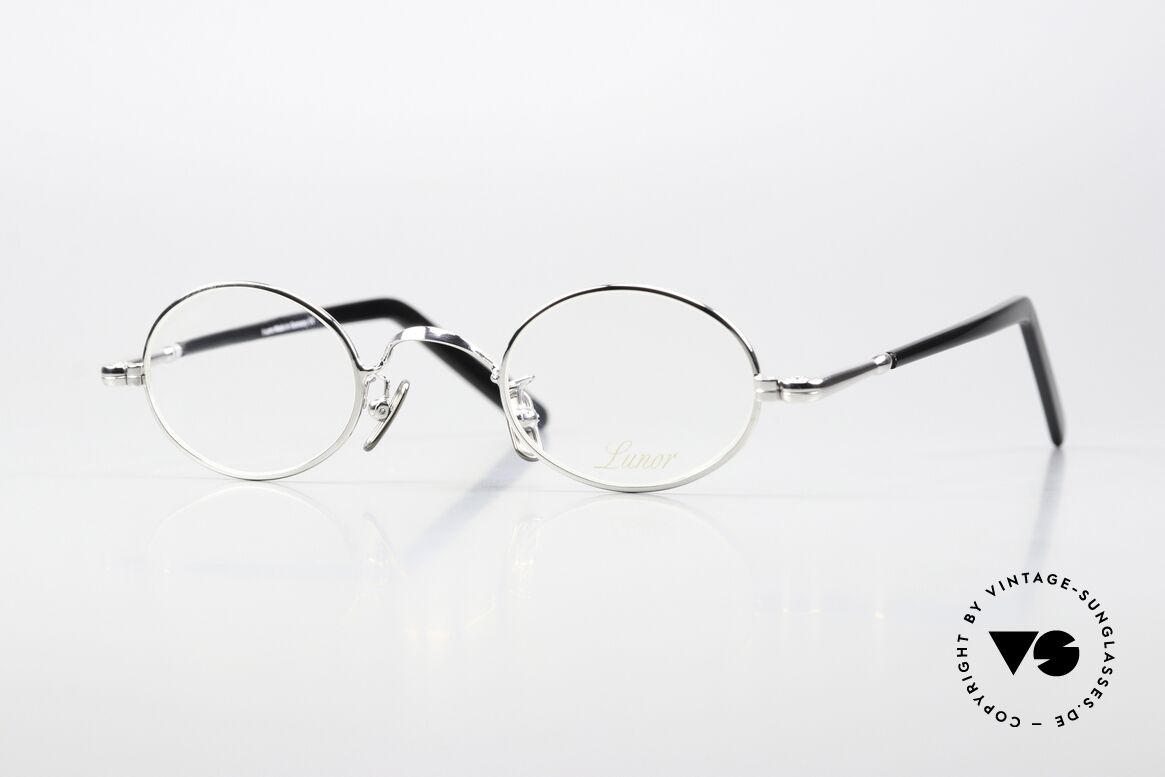 Lunor VA 101 Kleine Ovale Vintage Brille, edle Legierung (platin-plattiert); "A" = Azetat-Bügel, Passend für Herren und Damen