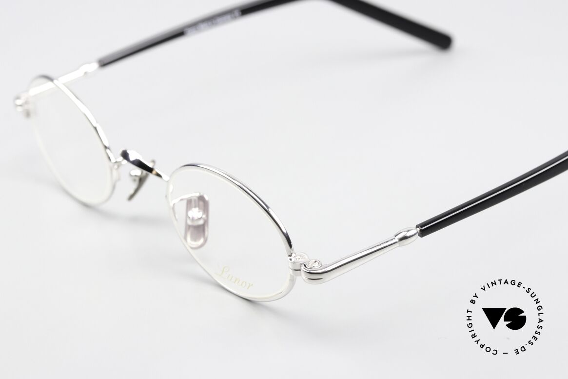 Lunor VA 101 Kleine Ovale Vintage Brille, Modell VA 101: Bügel aus einer Acetat-Metallkombi, Passend für Herren und Damen