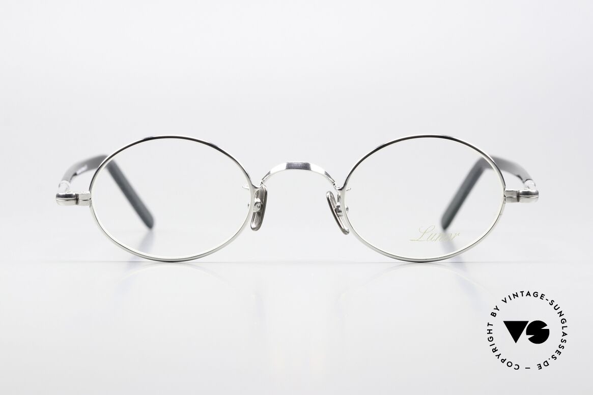 Lunor VA 100 Ovale Brille Platin Plattiert, platin-plattierte Edelstahl Brille mit Acetat-Bügeln, Passend für Herren und Damen
