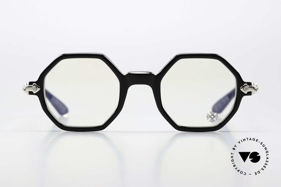 Chrome Hearts Clitco Luxusbrille Achteckig Black, Rahmen in schwarz und 925 Sterling Silber, Passend für Herren und Damen