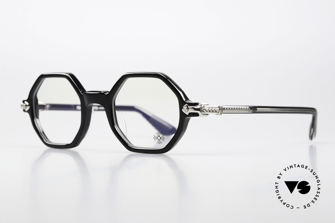 Chrome Hearts Clitco Luxusbrille Achteckig Black, hochwertige Azetat-Fassung; made in Japan, Passend für Herren und Damen