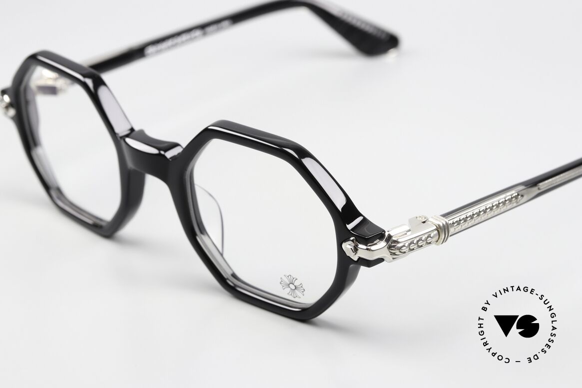Chrome Hearts Clitco Luxusbrille Achteckig Black, mit den typischen Chrome Hearts Insignien, Passend für Herren und Damen