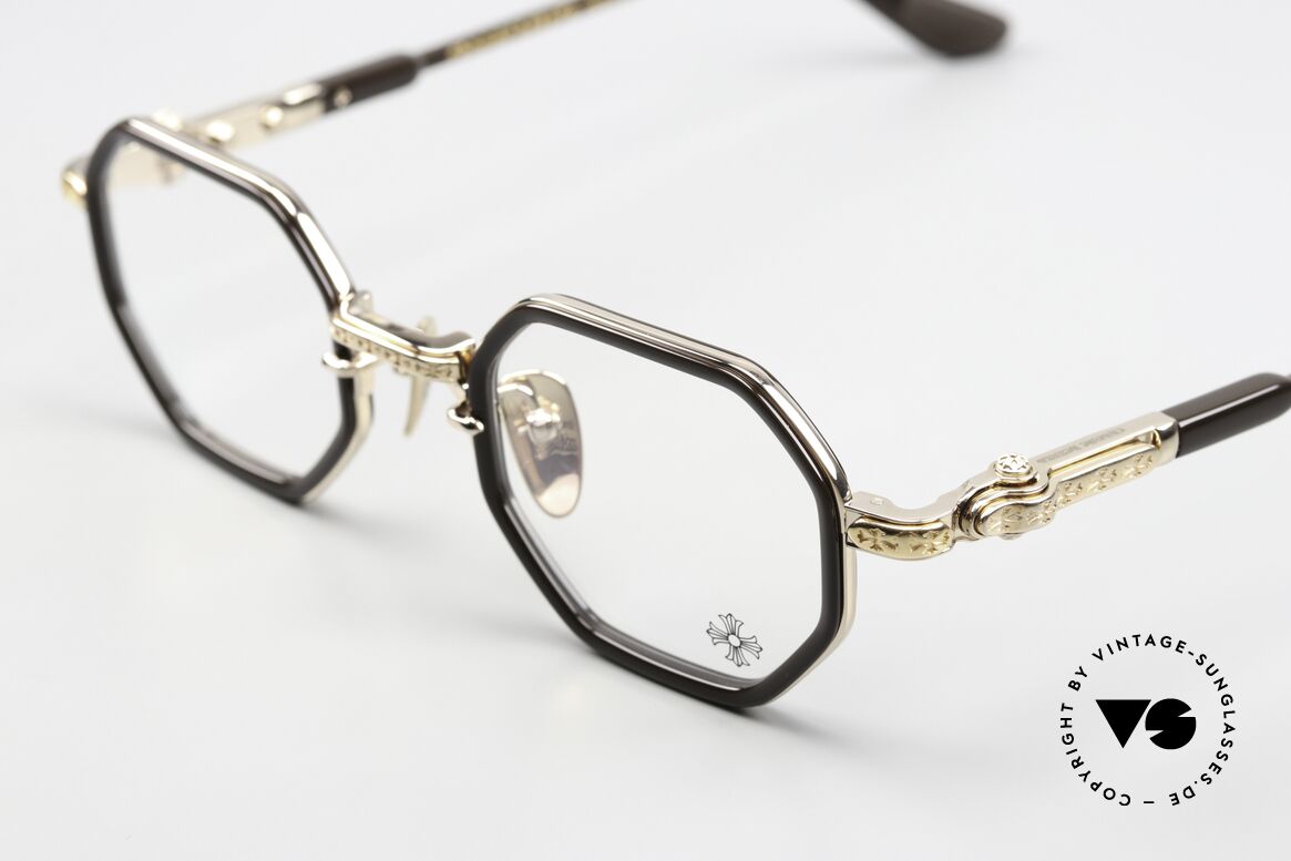 Chrome Hearts Tatters Luxusbrille Achteckig Gold, mit den typischen Chrome Hearts Insignien, Passend für Herren und Damen