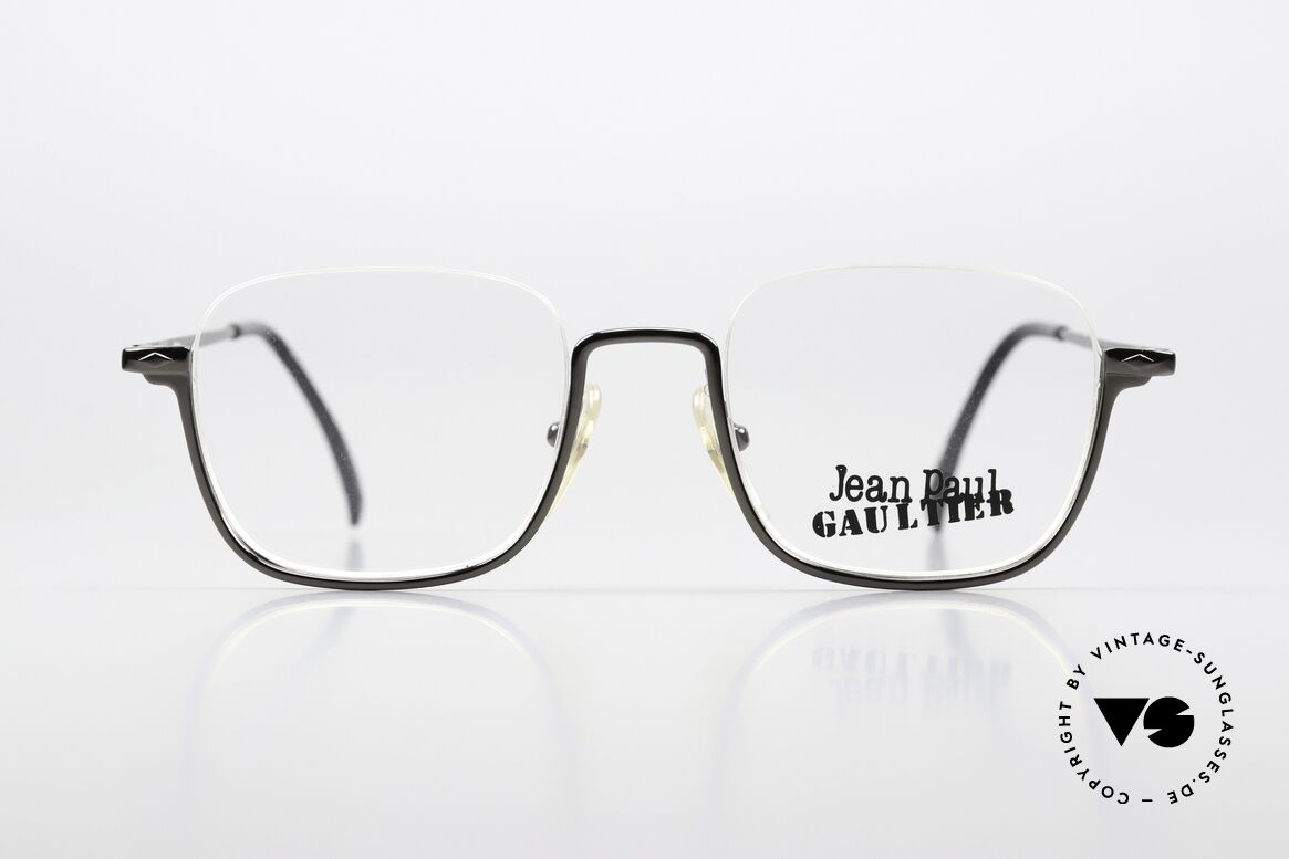 Jean Paul Gaultier 55-7161 Eckige Vintage Brille Nylor, halb randlose Fassung - mal was völlig anderes!, Passend für Herren und Damen