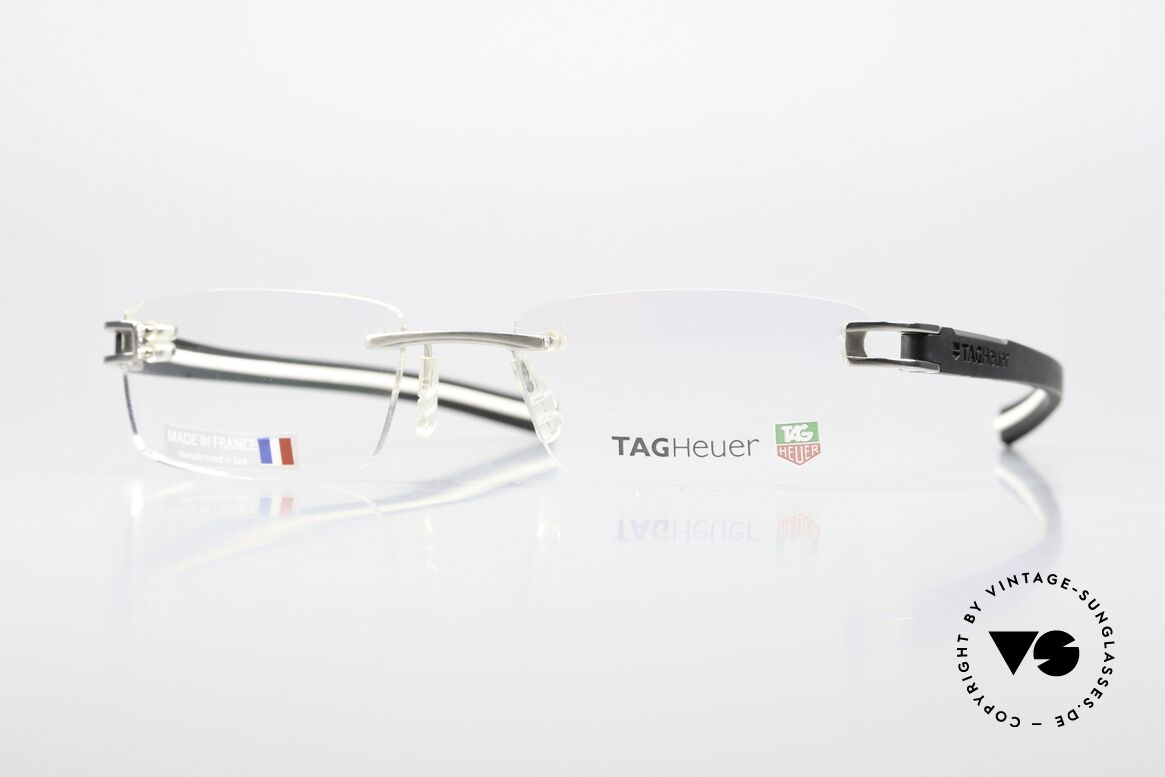 Tag Heuer 7643 Fold Avantgarde Brille Randlos, color code 003: schwarz / weiss - Ruthenium, Passend für Herren
