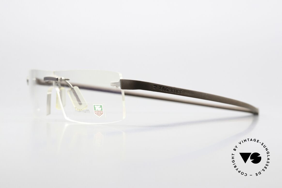 Tag Heuer 3502 Reflex Randlose Sport Luxusbrille, formbare "Racing" Bügel aus Elastomer-Gummi, Passend für Herren
