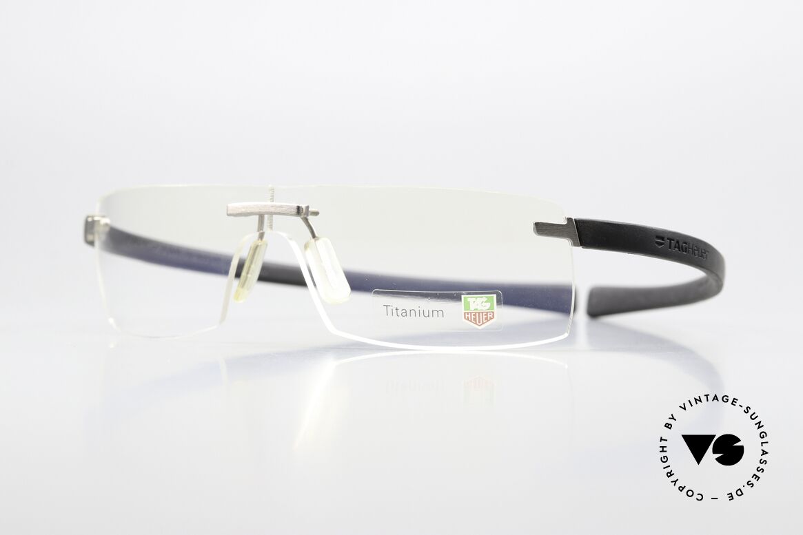 Tag Heuer 3520 Reflex Randlosbrille Made In France, formbare "Racing" Bügel aus Elastomer-Gummi, Passend für Herren