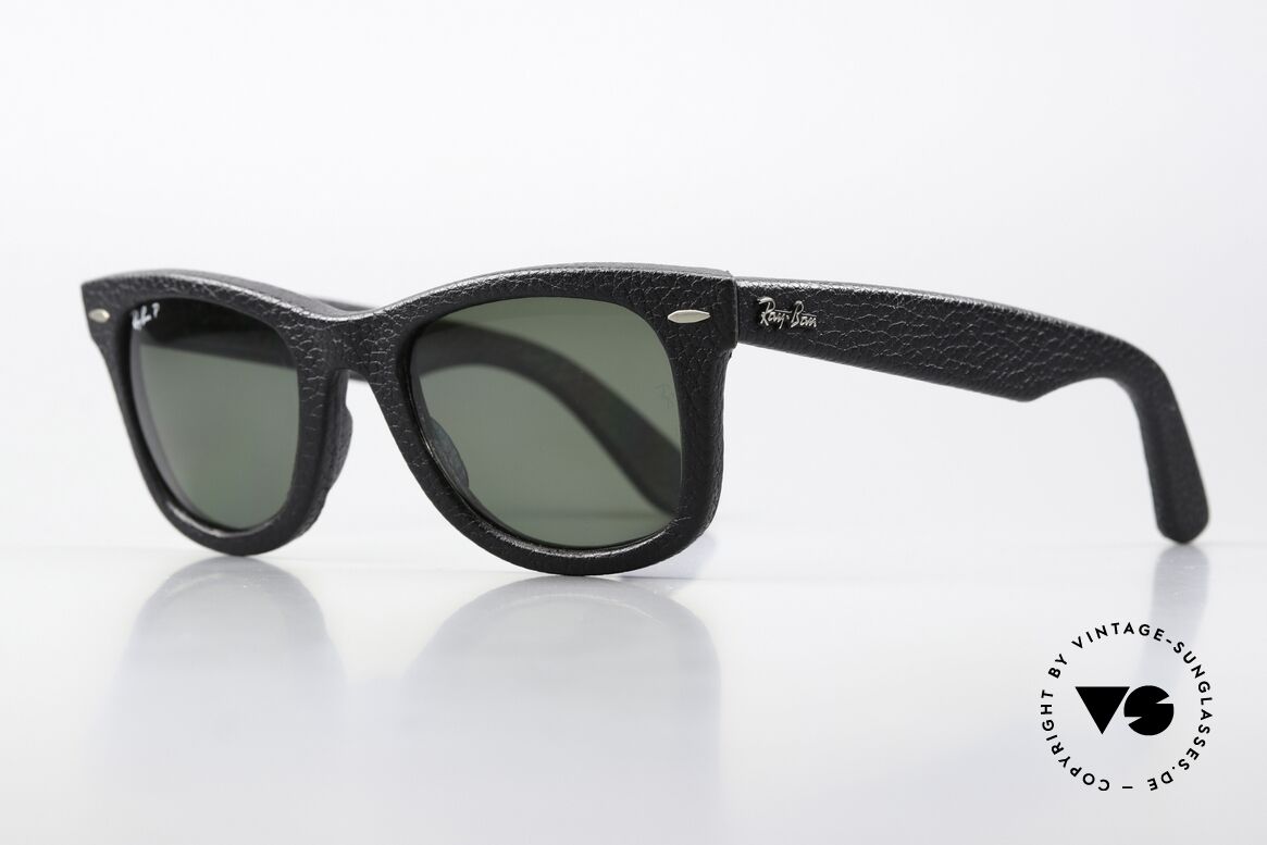 Ray Ban Wayfarer I Leather Genuine Leather Edition, mit 3P = 3Plus Polarized Lenses (polarisierend), Passend für Herren und Damen