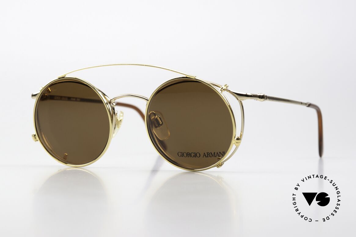 Giorgio Armani 132 Pantobrille Runder SunClip, zeitlose 80er/90er J. Giorgio Armani DesignerBrille, Passend für Herren und Damen