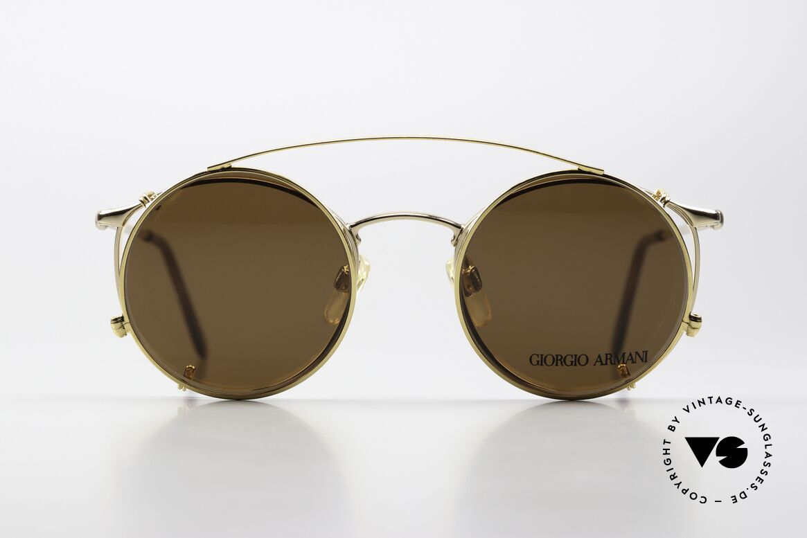 Giorgio Armani 132 Pantobrille Runder SunClip, vergoldete Fassung in SMALL Größe 47-19, 130mm, Passend für Herren und Damen