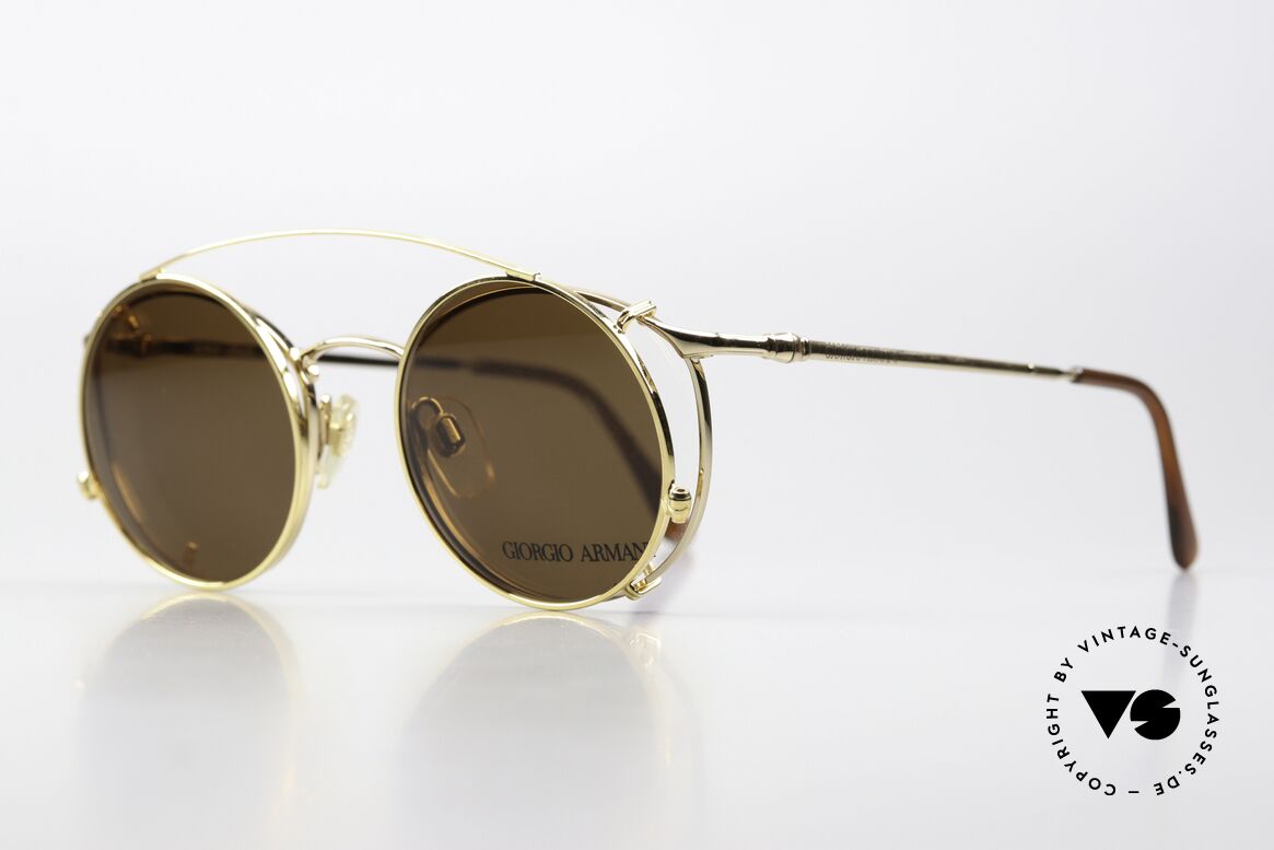 Giorgio Armani 132 Pantobrille Runder SunClip, klassischer Panto-Rahmen mit rundem Sonnen-Clip, Passend für Herren und Damen