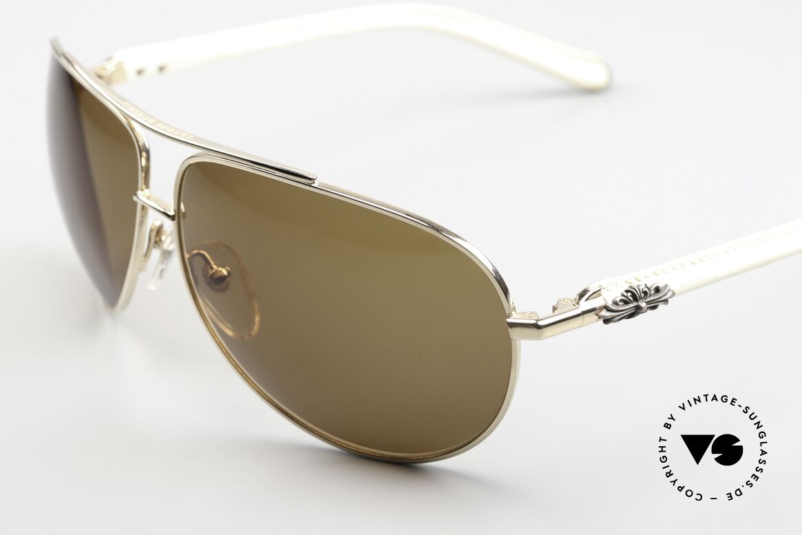 Chrome Hearts Baby Gravy Vulgärer Slang Modellname, color code GP-WTL = gold plated / white leather, Passend für Herren und Damen