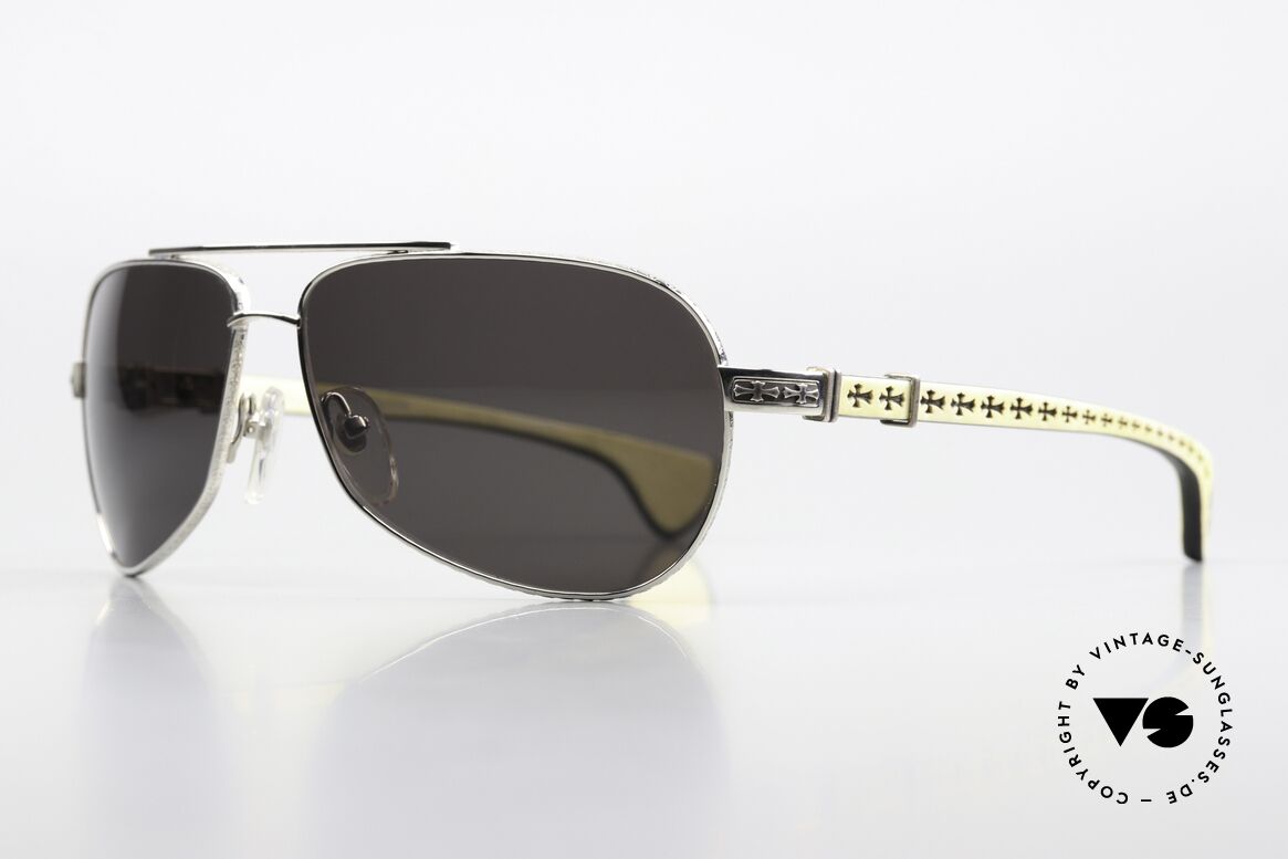 Chrome Hearts The Beast 1 Edelholz Sonnenbrille Luxus, SS-WT/EB = Shiny Silver - White / Ebony Wood, Passend für Herren Chrome Hearts The Beast 1 Edelholz Sonnenbrille Luxus, SS-WT/EB = Shiny Silver - White / Ebony Wood, Passend für Herren