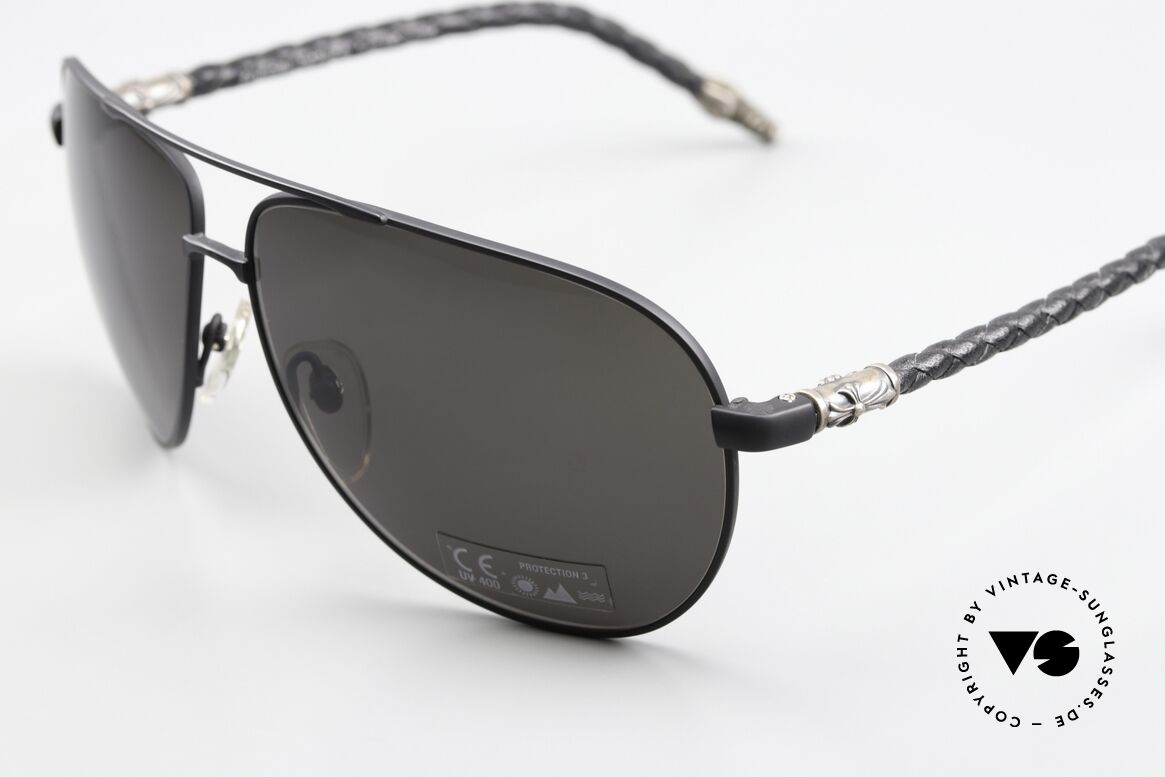 Chrome Hearts Double Dip Aviator Lederbrille Von 2002, col. code MBK-BLK = matte black / black leather, Passend für Herren und Damen