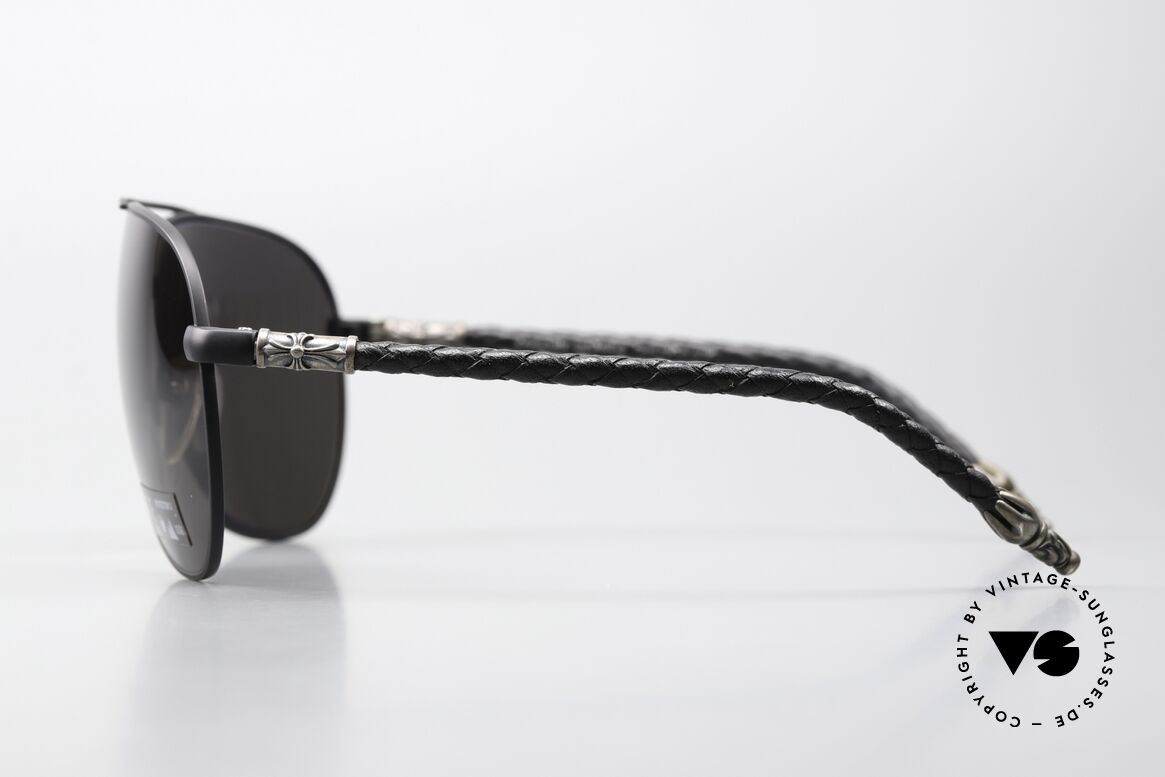 Chrome Hearts Double Dip Aviator Lederbrille Von 2002, entspiegelte ZEISS Sonnengläser in 'Dark Gray', Passend für Herren und Damen