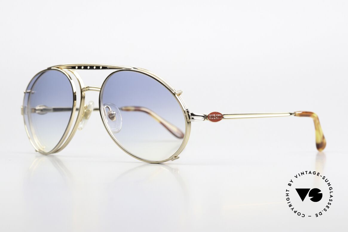 Bugatti 02908 Vintage Brille Mit Vorhänger, VINTAGE Gestell mit praktischem Sonnen-Clip, Passend für Herren
