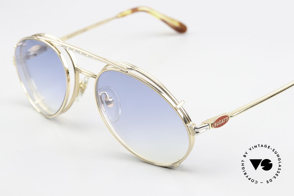 Bugatti 02908 Vintage Brille Mit Vorhänger, seltene Fassung (vergoldet / rhodiniert), Gr. 54, Passend für Herren