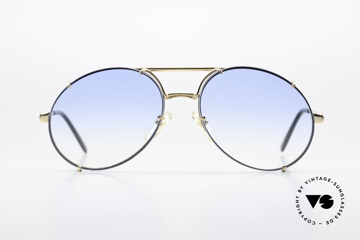 Bugatti 65822 80er Brille Wechselgläser, Large Fassung in 56mm Größe mit Wechselgläsern, Passend für Herren