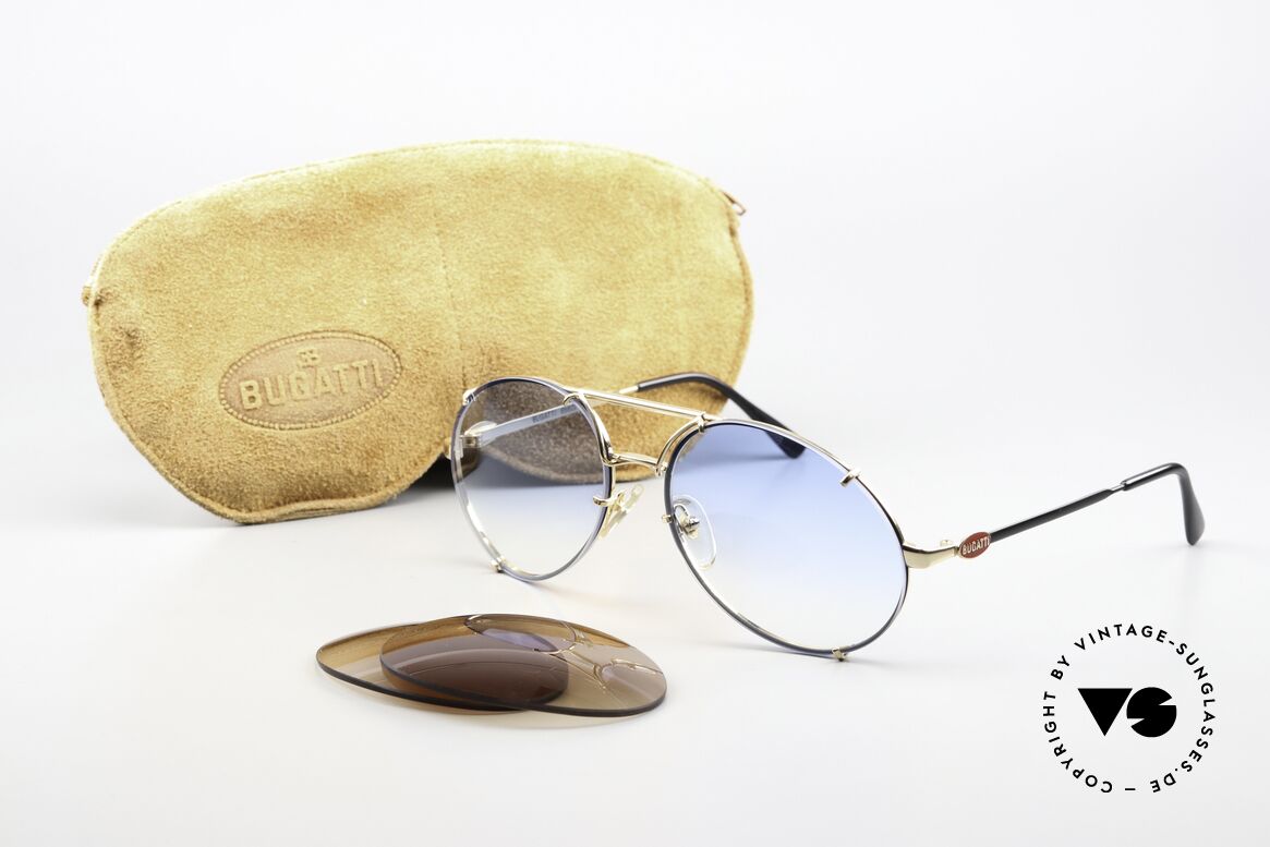 Bugatti 65822 80er Brille Wechselgläser, charakteristische Bugatti Herrenform (Tropfenform), Passend für Herren