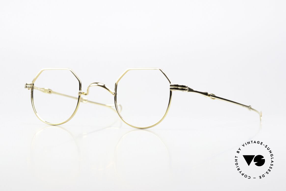 Lunor I 18 Telescopic Schiebebügel Gelbgold 22kt, alte LUNOR Teleskopbrille oder auch Schiebe-Brille, Passend für Herren und Damen