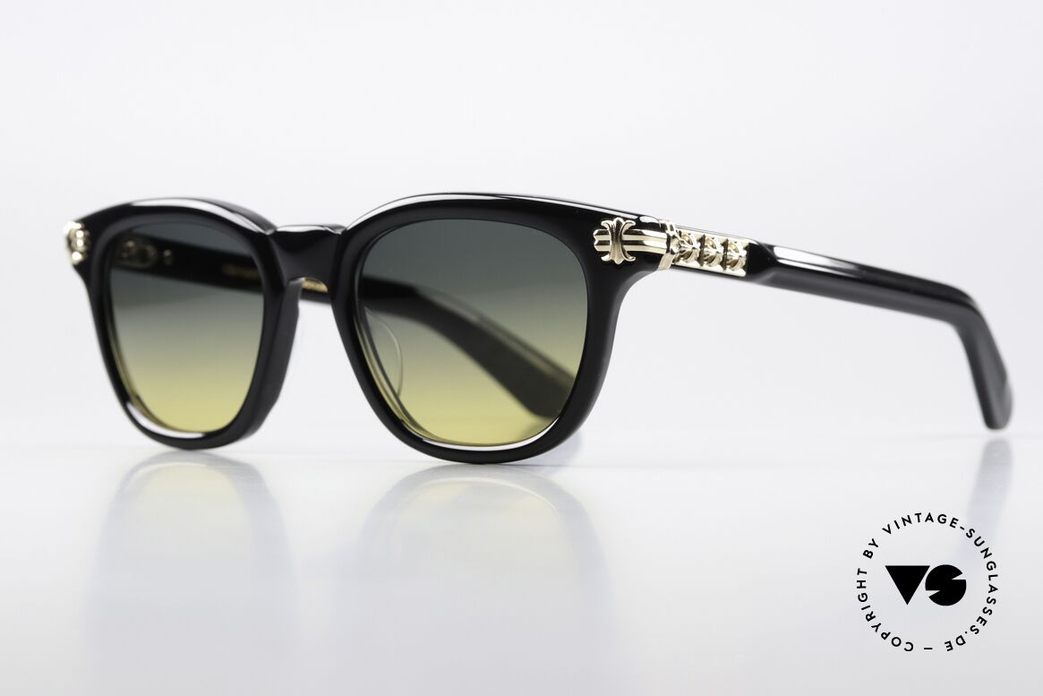 Chrome Hearts Smoke Show Azetat Sonnenbrille 18k Gold, massive, schwarze Azetat-Sonnenbrille, Unisex, Passend für Herren und Damen