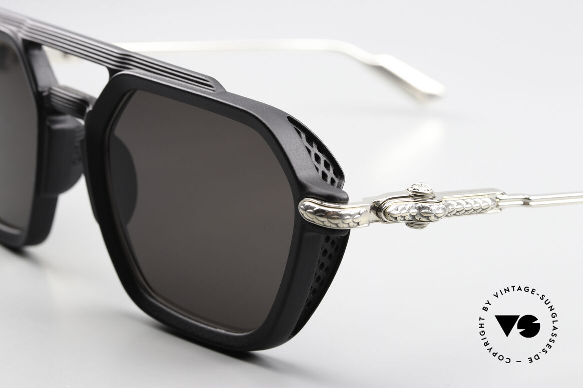 Chrome Hearts Fuckery Provokante Designer Brille, 'matte black' Front & 'shiny silver' Titanbügel, Passend für Herren