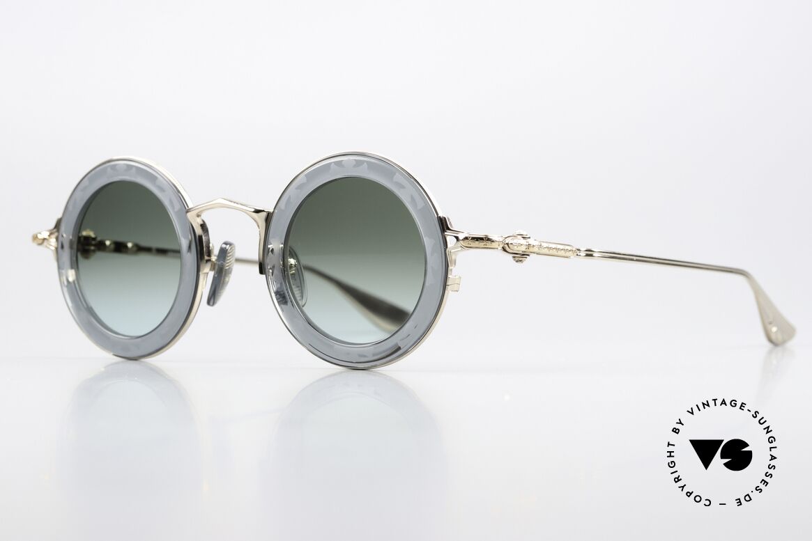 Chrome Hearts Cliticism Runde Luxus Sonnenbrille, SLT = Slate / GP = Gold-Plated Kolorierung, Passend für Herren und Damen