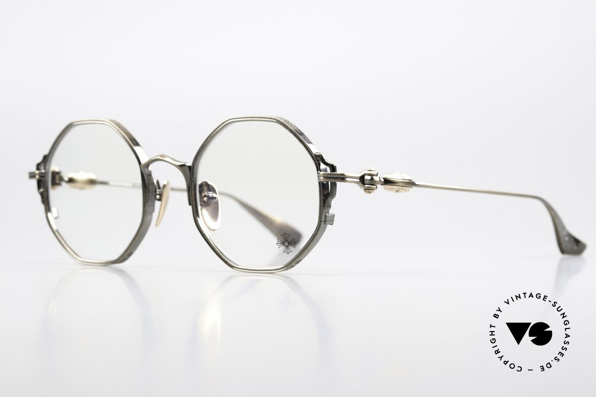 Chrome Hearts Tiggies Luxusbrille Achteckig AG, äußerst elegante Legierung in Antik-Gold, Passend für Herren und Damen