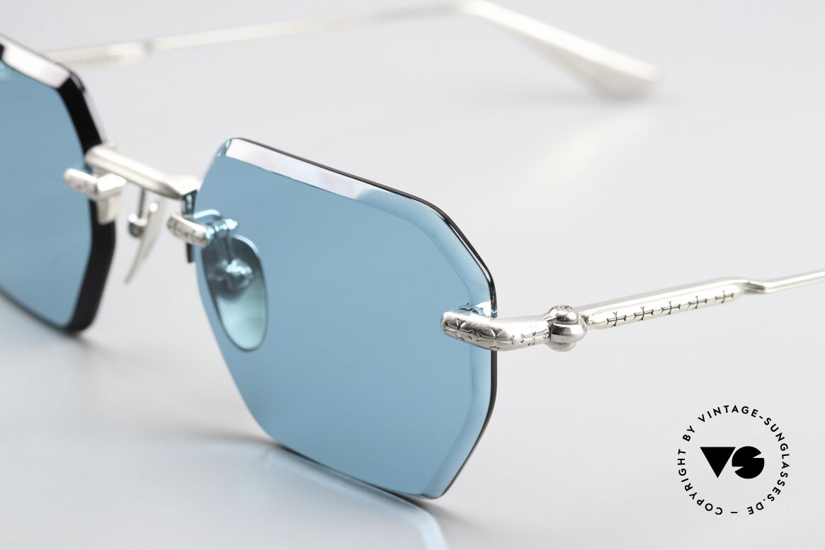 Chrome Hearts Hole Shot Sonnenbrille Randlos Titan, Aquamarine Sonnengläser mit Facettenschliff, Passend für Herren und Damen