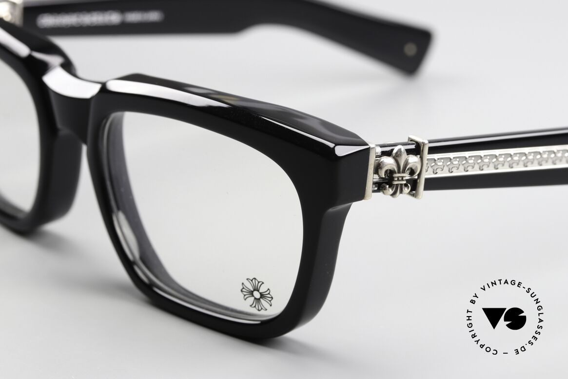 Chrome Hearts See You In Tea Herrenbrille Mit Schwertlilie, sehr dicke, schwarze AZETAT-Brillenfassung, Passend für Herren