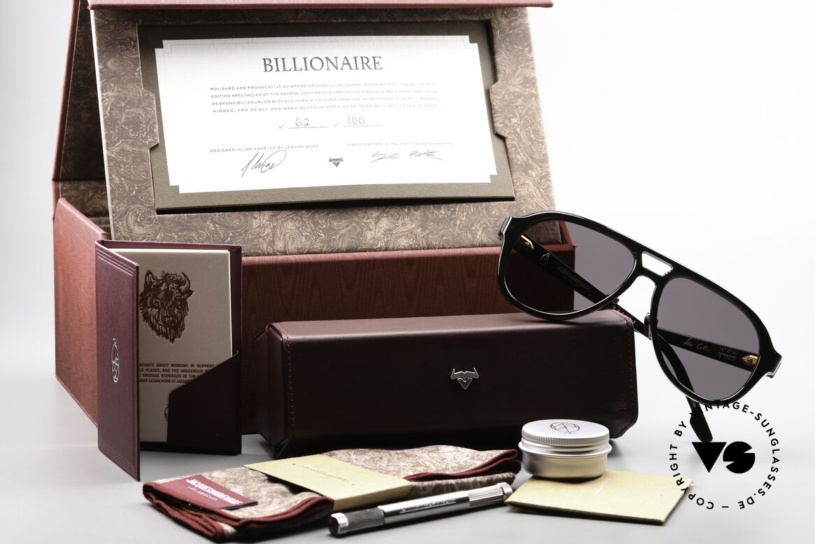 Jacques Marie Mage Billionaire Büffelhorn Aviator Brille, Größe: large, Passend für Herren