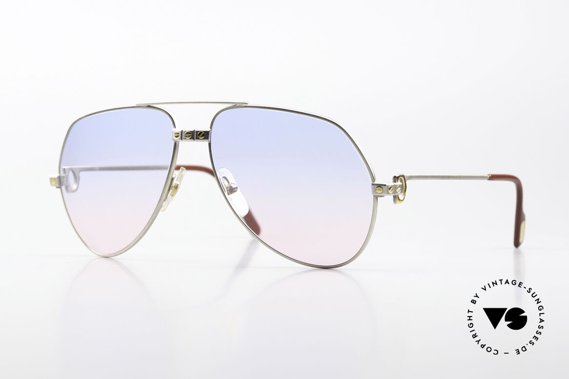 Cartier Vendome Santos - M Einzelstück Brille Von 1983, vintage Cartier Aviator Sonnenbrille, Palladium Finish, Passend für Herren und Damen