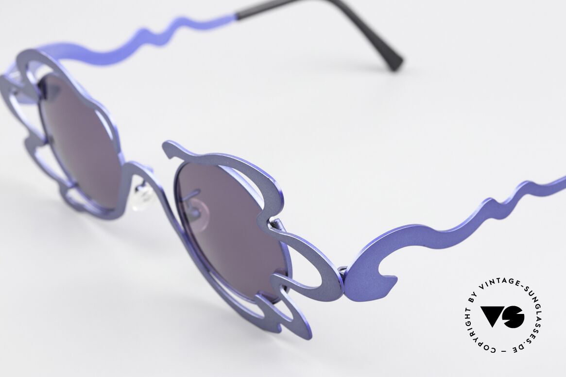 Theo Belgium Tagliatelli Spaghetti Sonnenbrille 90er, Spaghetti-Serie von 1996; Rahmen in Pasta/Nudel-Form, Passend für Damen