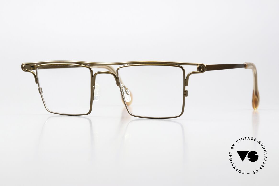 Theo Belgium Ampere Eckige Brille In Messing, elektrisierende THEO Brille namens AMPÈRE, Passend für Herren und Damen