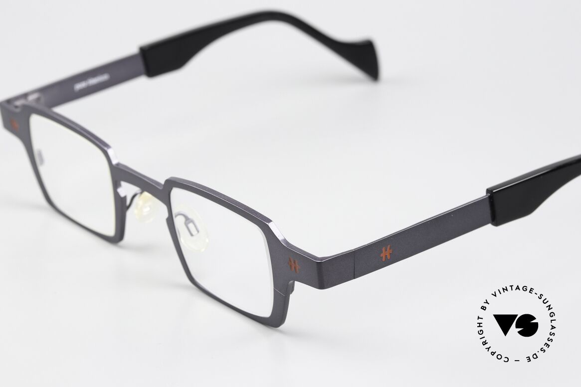 Theo Belgium Sixteen Titaniumbrille Grau Metallic, high-end Pure Titanium Rahmen (Größe 37/18), Passend für Herren und Damen