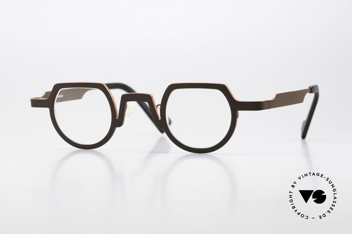 Theo Belgium Europe Titanium Brille Braun Orange, tolle runde Designer-Brille von THEO Belgium, Passend für Herren und Damen